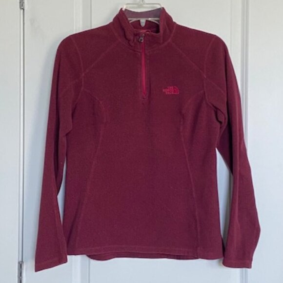 The North Face Tops - NORTH FACE 1/4 Zip Burgundy Wine Polartec Fleece Pullover Pink Small